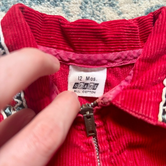 Vintage Sears Baby Corduroy Jumpsuit Jumper 12 Months Red Retro 70’s Photos - Picture 4 of 7